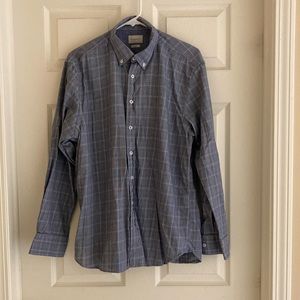 Men's Bugatti Button-Down Shirt - Long Sleeved - Blue - Large